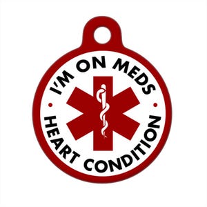 Médaillon d'identification médicale - Je prends des médicaments, alerte médicale pour problème cardiaque