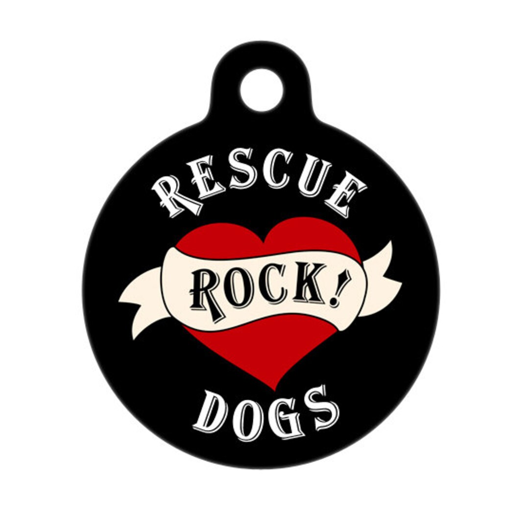 Pet ID Tag Rescue Dogs Rock Heart Etsy