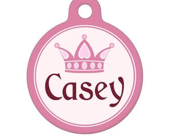Pet ID Tag - Casey Princess Crown Custom Nameon Front