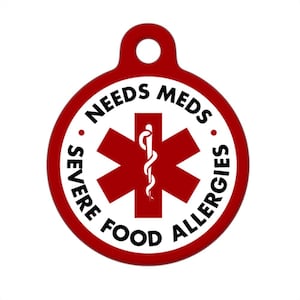 Personalized / Needs Meds, Severe Food Allergies / Medical ID Tag / Medical Alert Tag / Medical Pet ID Tag / Pet Tag / Dog Tag / Cat Tag