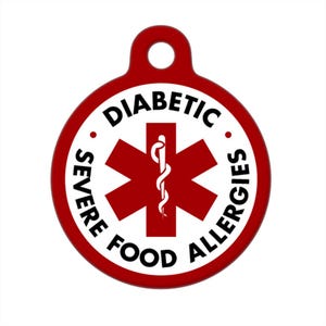 Personalized / Diabetic, Severe Food Allergies / Medical ID Tag / Medical Alert Tag / Medical Pet ID Tag / Pet Tag / Dog Tag / Cat Tag