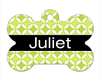 Pet ID Tag - Juliet Custom Name on Front Dog Bone