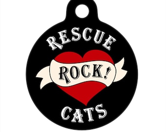 Pet ID Tag - Rescue Cats Rock Heart
