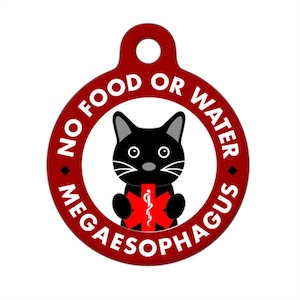 Medical ID Tag - No Food or Water, Megaesophagus Black Cat