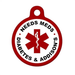 Medical ID Tag - Needs Meds, Addisons Disease and Diabetes Medical Alert