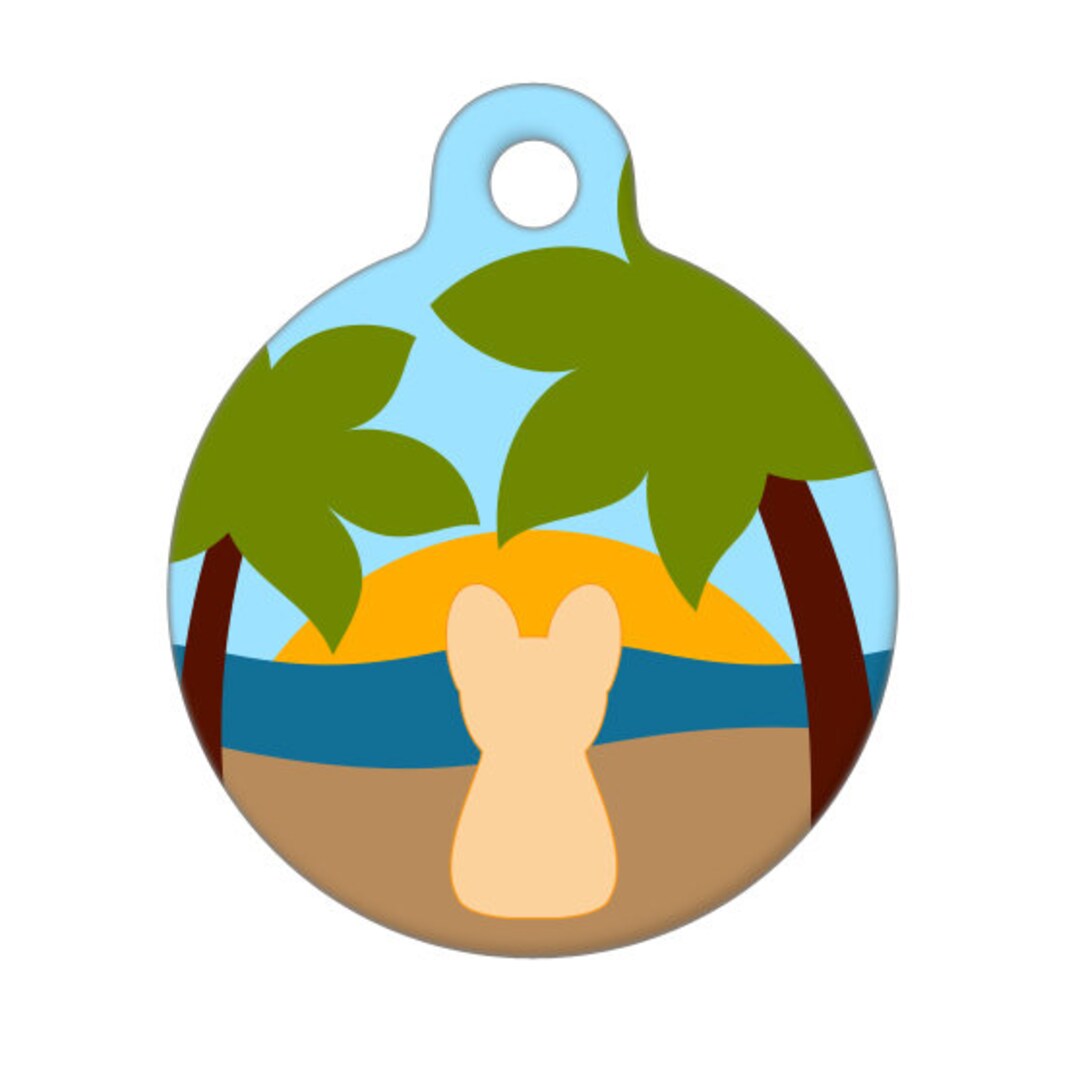 Pet ID Tag Tropical Beach Dog Frenchie - Etsy