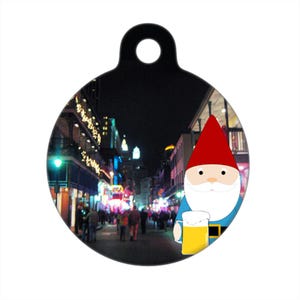 Pet ID Tag - Gnome Enjoying Bourbon Street