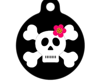 Pet ID Tag - Girly Skull