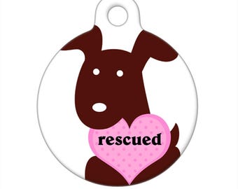 Pet ID Tag - Rescued Brown Pup with Heart
