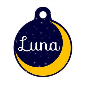 Pet ID Tag - Luna Moon Customized Name on Front