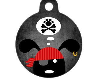 Pet ID Tag - Pirate Dog with Paw and Crossbones