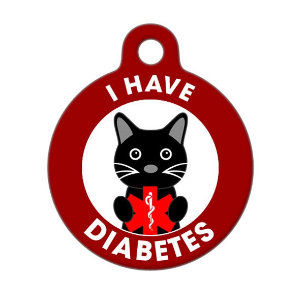 Medical ID Tag - I Have Diabetes Black Cat Medical Alert