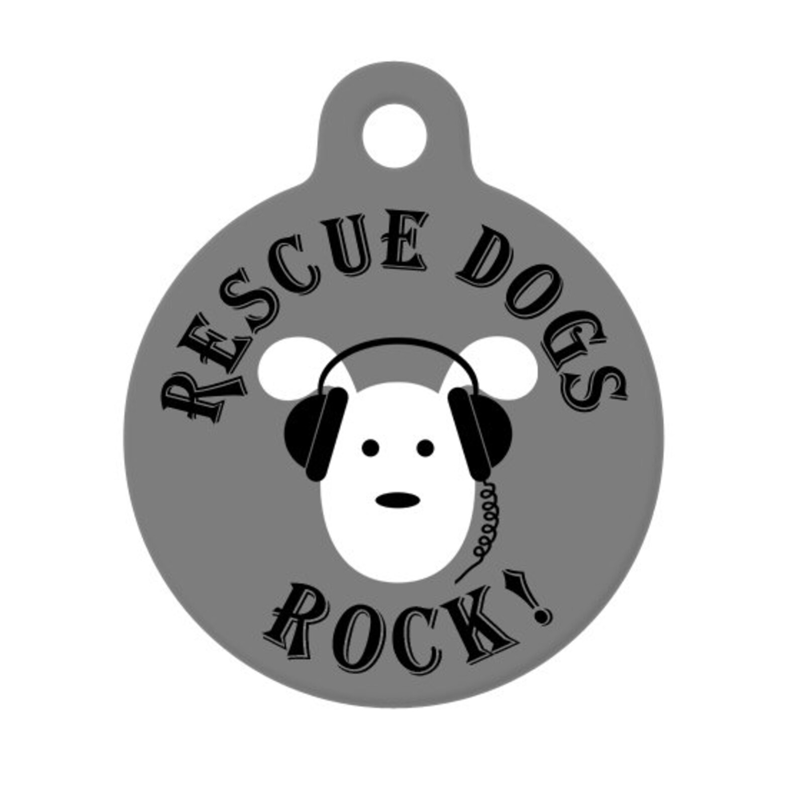 Pet ID Tag Rescue Dogs Rock Pup With Headphones Etsy