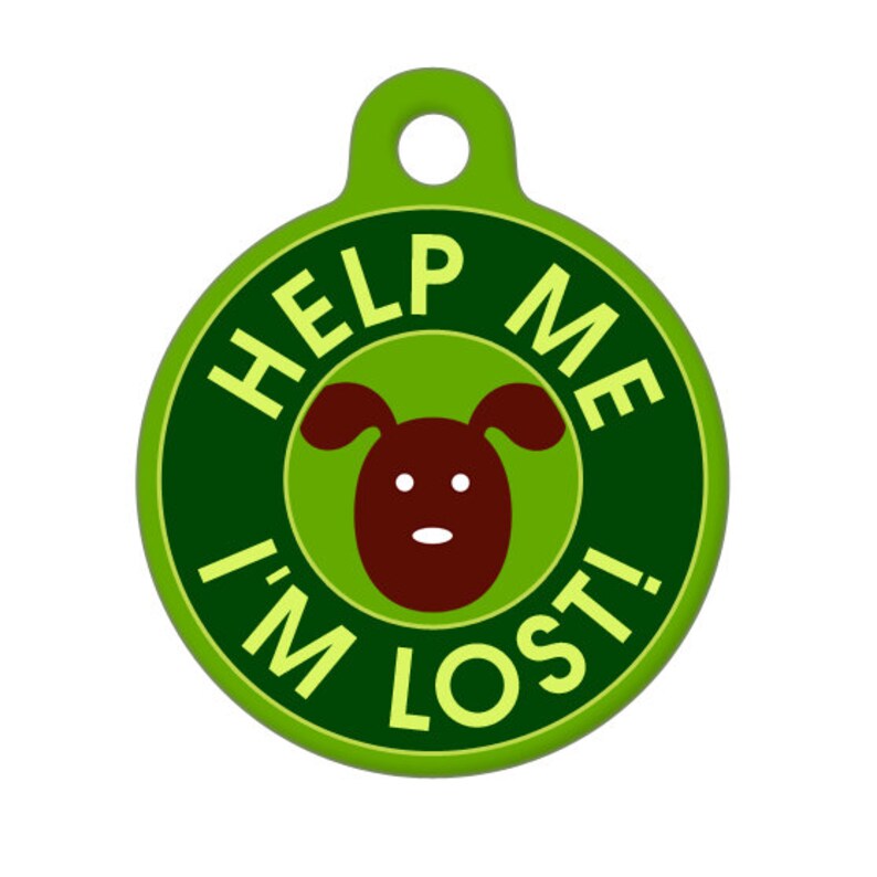 Pet ID Tag Help Me I'm Lost Brown Dog - Etsy