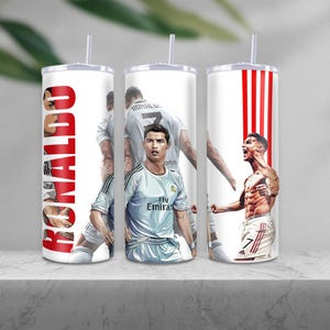 Vaso de Cristiano Ronaldo de 20 oz con diseño de PNG, descarga digital