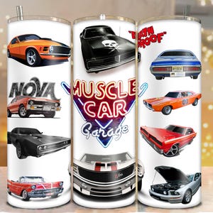 Muscle Car Tumbler Wrap: Vintage Auto PNG Design (Digital Download, 20oz Skinny Tumbler Template)