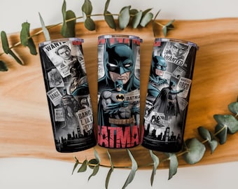 Rivestimento per bicchiere termico skinny da 20 oz con tema supereroe / Design a sublimazione Dark Hero / Download digitale