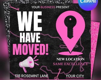 We Have Moved Flyer: New Location Announcement, Canva Template (Digital Download)