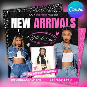 New Arrivals Flyer, New Collection Flyer, Boutique Sale Flyer, Clothing Flyer, Shop Now Flyer, Social Media Template, Canva Editable