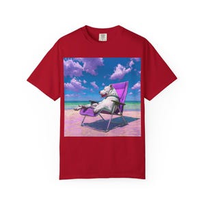 Dogo Argentino Beach Shirt: Garment-Dyed Cotton, Vibrant Print