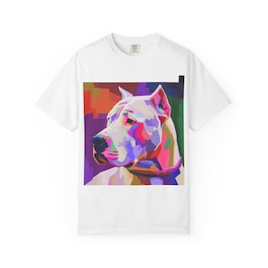 Dogo Argentino Shirt: Vibrant Art Design, Garment-Dyed Cotton