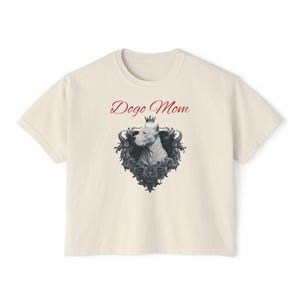 Dogo Argentino Mom Queen Boxy Tee: Vintage Floral Graphic Shirt
