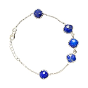 Sterling Silver Lapis Lazuli Bracelet: Handmade Gemstone Healing Jewelry