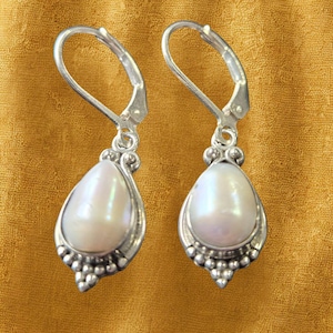 Sterling Silver Freshwater Pearl Dangle Earrings: June Birthstone Jewelry