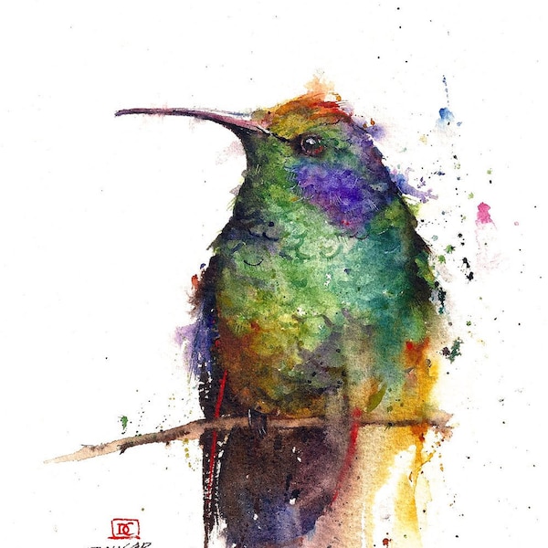 HUMMINGBIRD Watercolor Bird Art Print by Dean Crouser