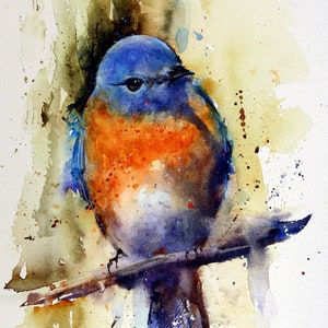 EASTERN BLUEBIRD Watercolor Bird Art Print by Dean Crouser | Etsy