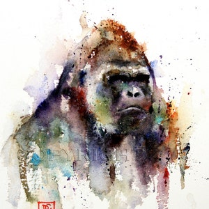 GORILLA Watercolor Print, Gorilla Art, Gorilla Painting,  by Dean Crouser