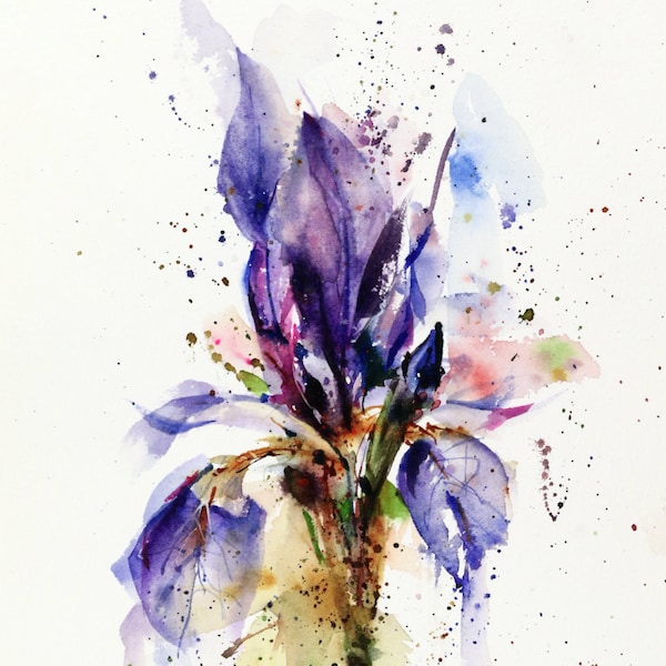 IRIS Floral Watercolor Print, Flower Painting, Watercolor Flower,  by Dean Crouser