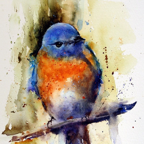 EASTERN BLUEBIRD Watercolor Bird Art Print By Dean Crouser
