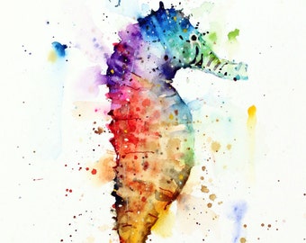 SEA HORSE Watercolor Print by Dean Crouser