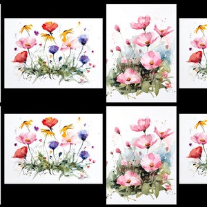 WILDFLOWERS & FLORAL 5 x 7 Blank Greeting Cards, Set of 8 Best-Selling Flower Watercolor Art by Dean Crouser