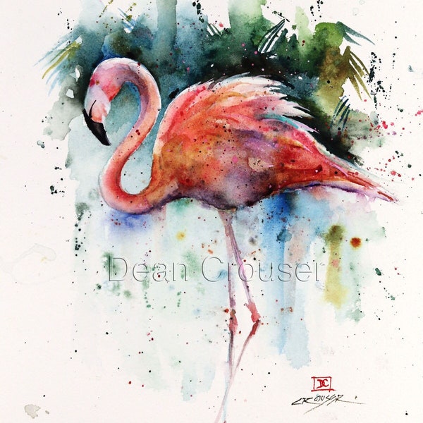 FLAMINGO Watercolor Print by Dean Crouser