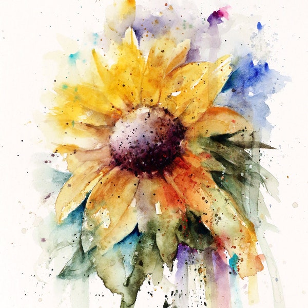 SUNFLOWER Watercolor Flower Print By Dean Crouser