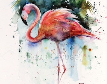 FLAMINGO Watercolor Print by Dean Crouser