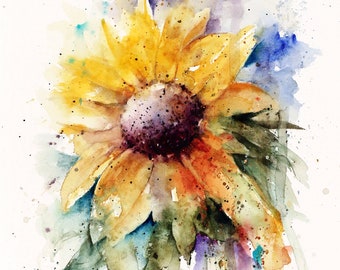 SUNFLOWER Watercolor Flower Print By Dean Crouser