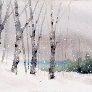 WINTER TREES Snowy Watercolor Print by Dean Crouser