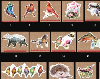 VINYL STICKER, Assorted Stickers, Choose from 50 Birds, Fish, Moose, Bear & More, Bundle and Save, Art by Dean Crouser