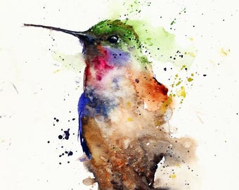 HUMMINGBIRD Watercolor Print by Dean Crouser