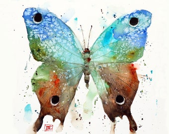BUTTERFLY COLORFUL Watercolor Print by Dean Crouser