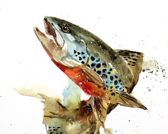 BROWN TROUT Watercolor Fish Print by Dean Crouser