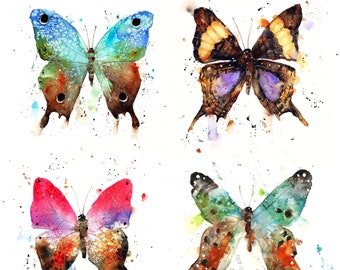 COLORFUL BUTTERFLIES Watercolor Butterfly Print by Dean Crouser