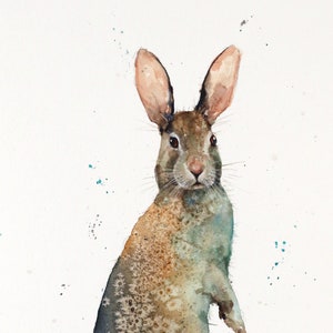 COLORFUL RABBIT Watercolor Animal Print from Watercolor Painting by Dean Crouser