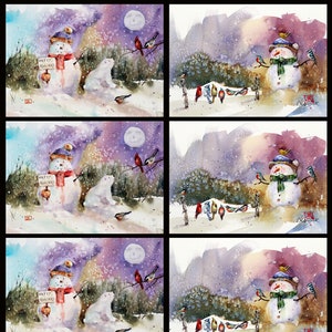 HOLIDAY SNOWMAN Greeting Cards, Set of 6 Best Sellers, Winter Watercolor Art Cards by Dean Crouser