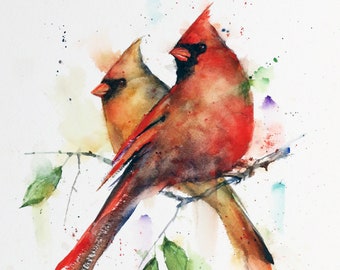CARDINAL Songbird Watercolor Bird Print by Dean Crouser