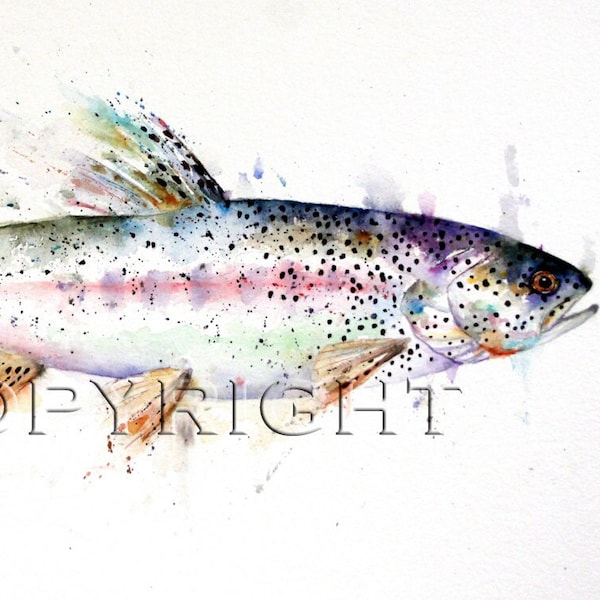 TROUT Watercolor Fish Print by Dean Crouser