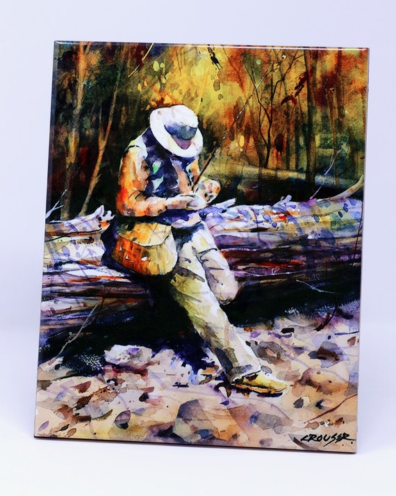 FISHING Decorative Ceramic Tile Ready to Hang or Display Flyfishing  Watercolor Art by Dean Crouser for Fathers Day -  Israel